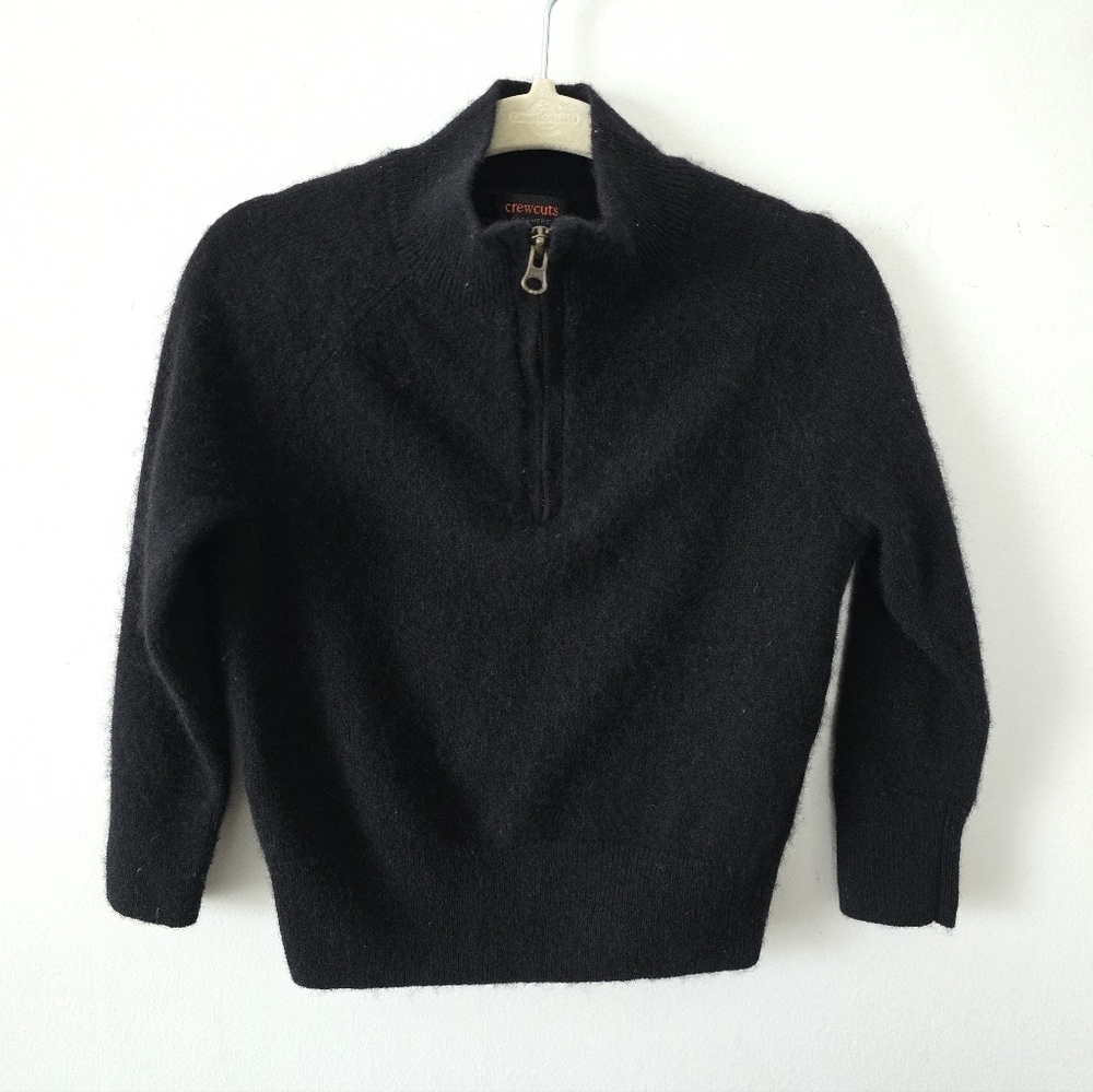 J.Crew Crewcuts 100% Cashmere Half Zip Sweater Black Toddler Boy Sz 2